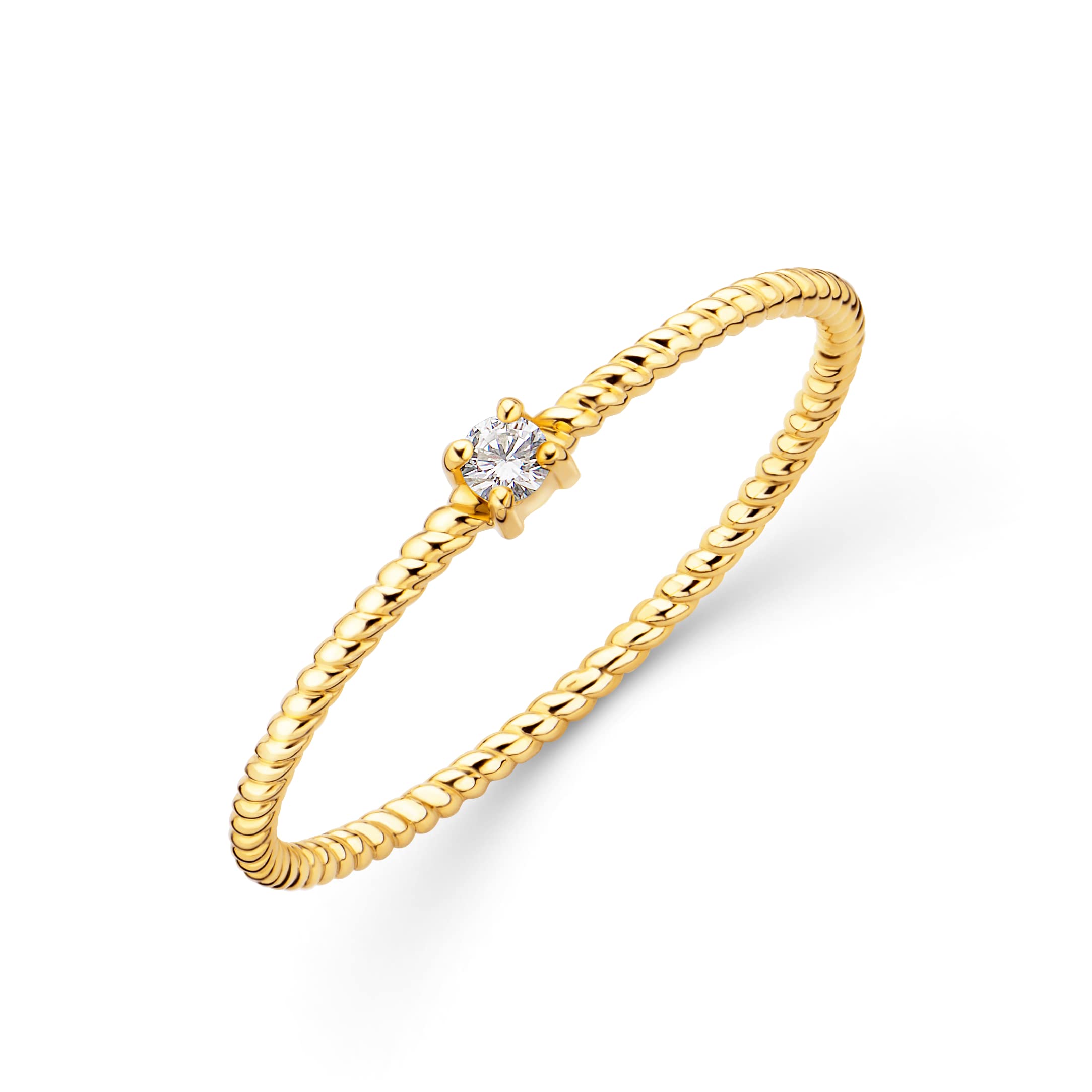 Orovi Damen Goldschmuck, Gold Ring mit Diamant 0.04 ct, Solitärring Verlobungsring, 9 Karat (375) Gelbgold
