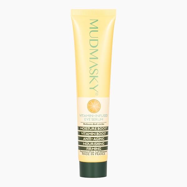 Sérum para el Contorno de Ojos con Vitaminas de MUDMASKY 1.0 FL. OZ. - HECHO EN FRANCIA - con Vitaminas C y K, Reduce Ojeras, Reafirma, Humecta, Hidrata, Restaura la Piel Joven, Cuidado de los Ojos para Todo Tipo de Piel Sérum para Ojos con Vitamina C. 1.06 Onza (Paquete de 1)