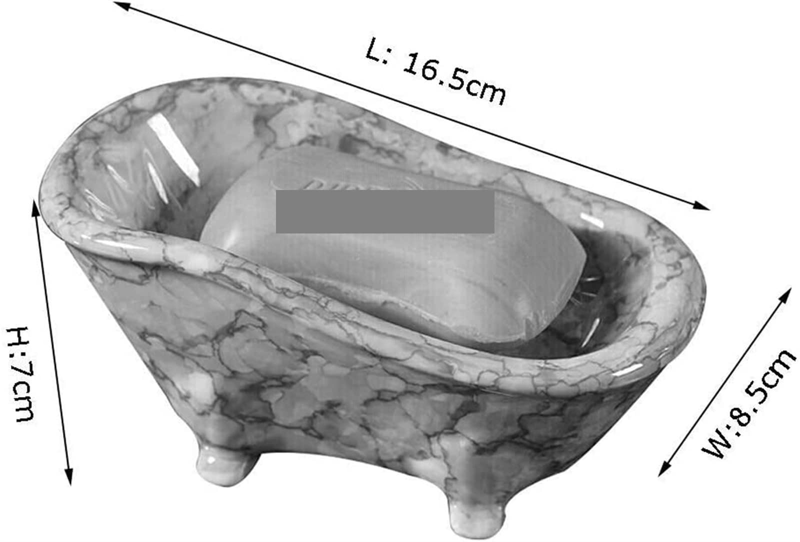 jabonera, Jabonera de cerámica con Orificio Drenaje, Textura mármol, for Toallas