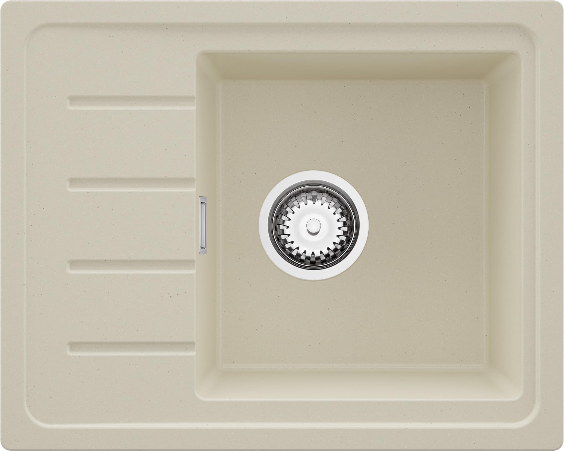PRIMAGRAN Fregadero Cocina Beige - Copenhague Easy, 55x44cm | Granito 1 Seno + Sifón, sobre Encimera al Mueble 45cm (S006)