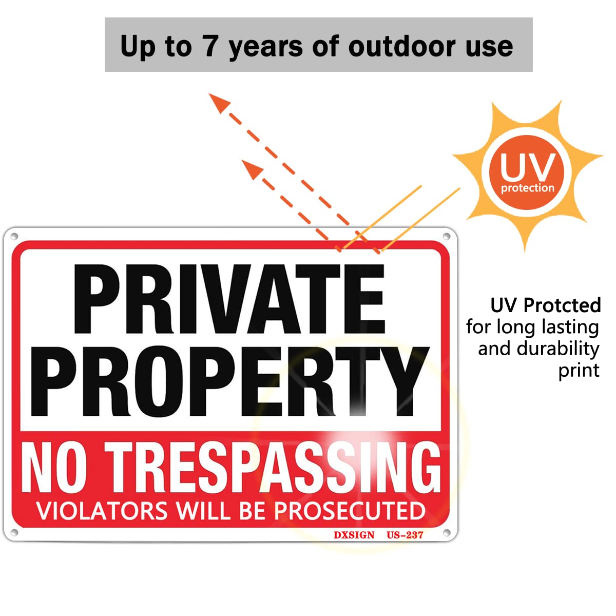 „No Trespassing“ Schild Aus Aluminium – 25,4 X 35,6 Cm, Reflektierend, Wetterfest, 4 Stück