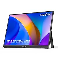 ARZOPA Monitor Portatile 16" 2.5K | Display IPS 123% sRGB 350 Nit 10bit | Schermo