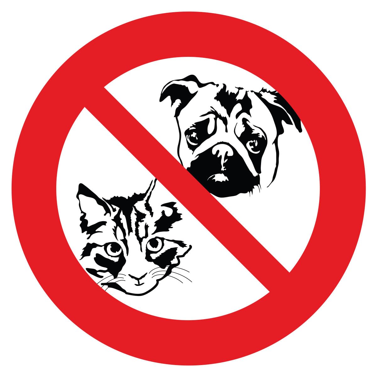 Ambiance Sticker Laminated Laminated Water and UV Resistant Signs for Dogs and Cats Round 20 cm