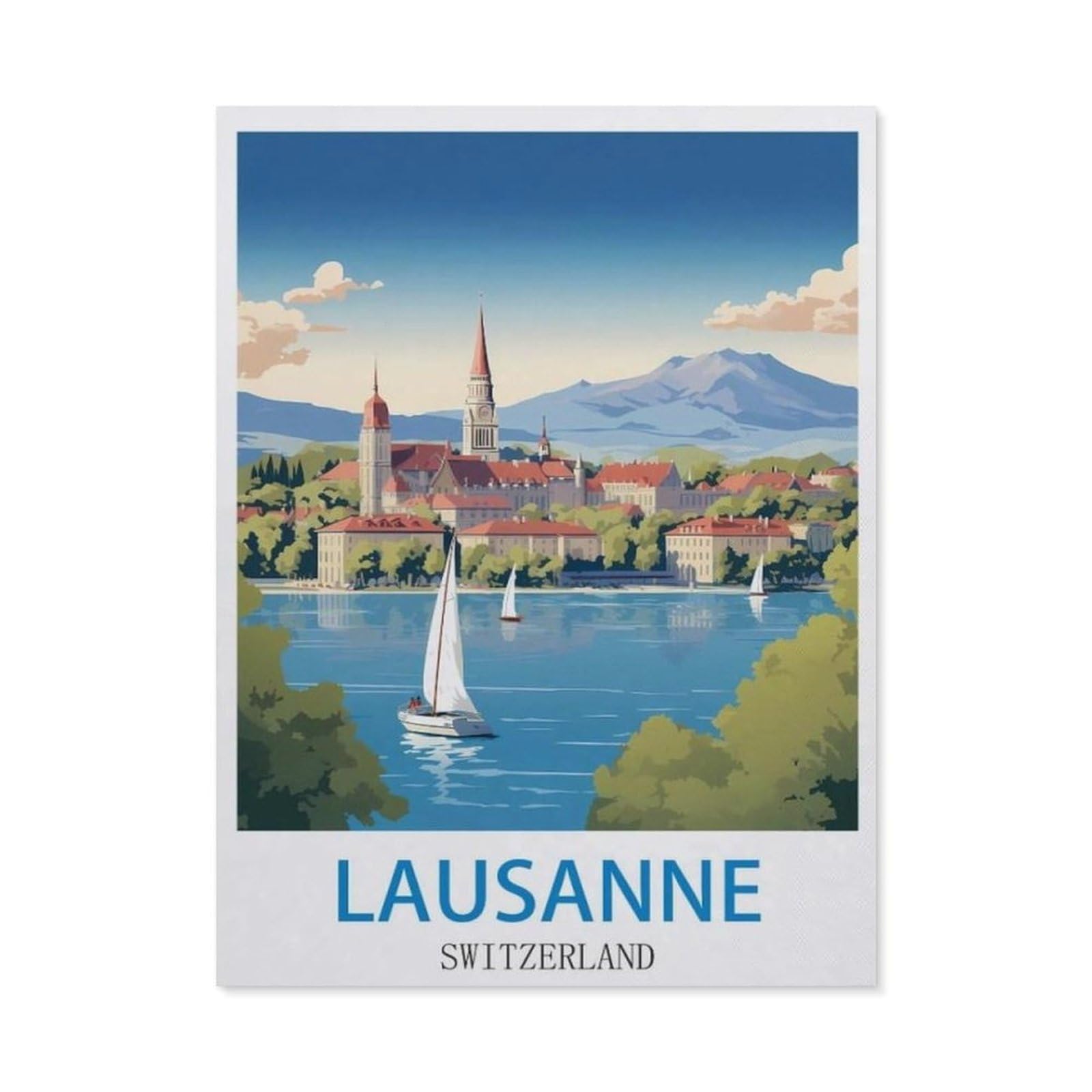 BEAYODKP DIY 5D Diamond Painting，Lausanne Switzerland，Round Diamond, Used for Room Decoration（30 x 40 cm/11.81 x 15.74 inches）-CL73