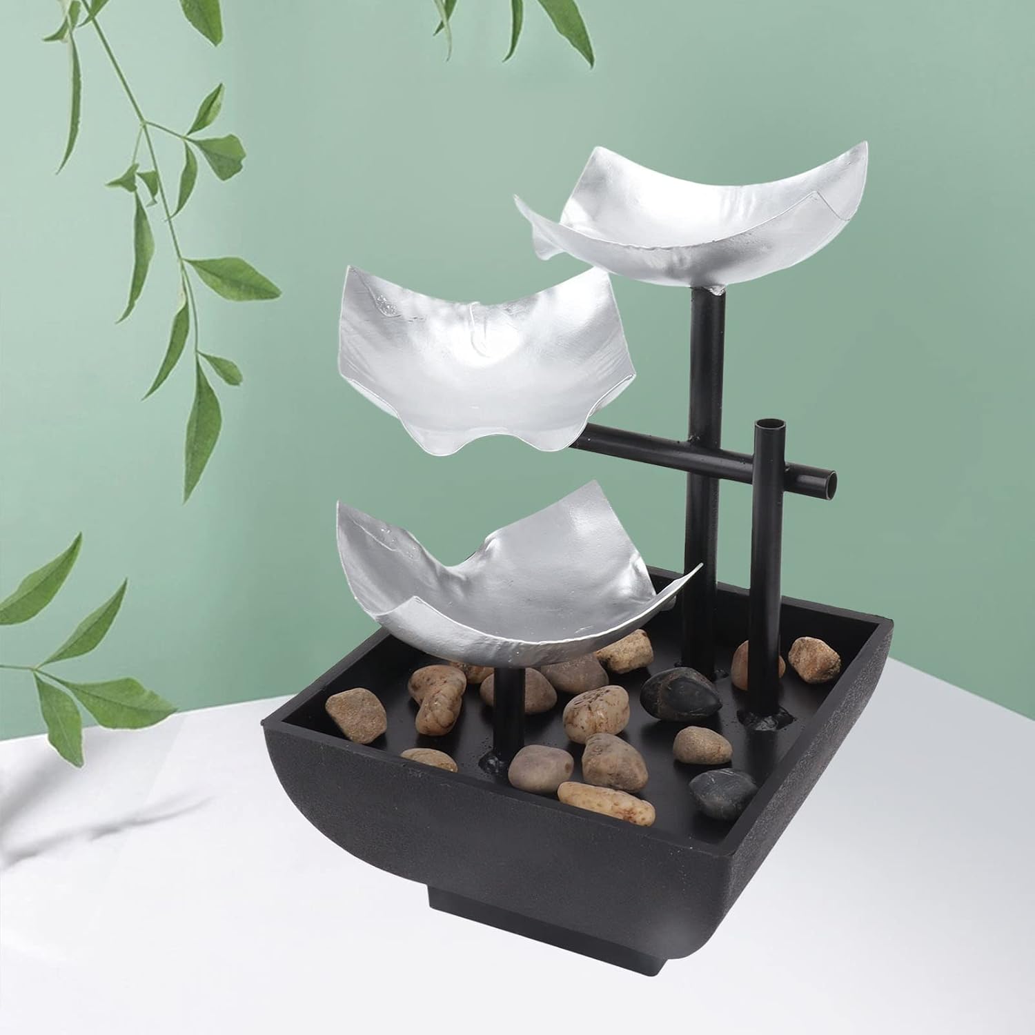 Water Fountain Ornament, Water Feature Outdoor Fountain Rockery Decoration Solar Powered Garden Ornament Fountain Waterfall Courtyard Garden Decoration
