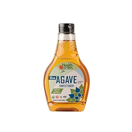 Health Garden Edulcorante de néctar de agave azul, orgánico, sin OMG, bajo índice glucémico, kosher, apto para dieta keto (11.6 onzas)