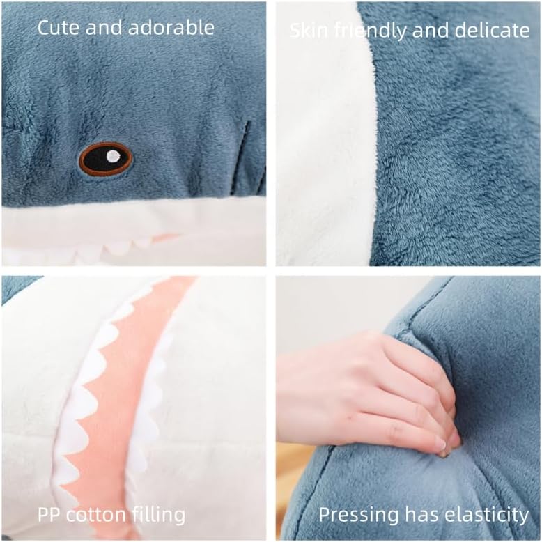 39.3 Inch Giant Shark Plush Stuffed Animal Toy Soft Plush Pillow Shark Stuffed Sea Animals for Boy's and Girl's Room Sofa Decoration and Holiday Birthday Gift - Image 3