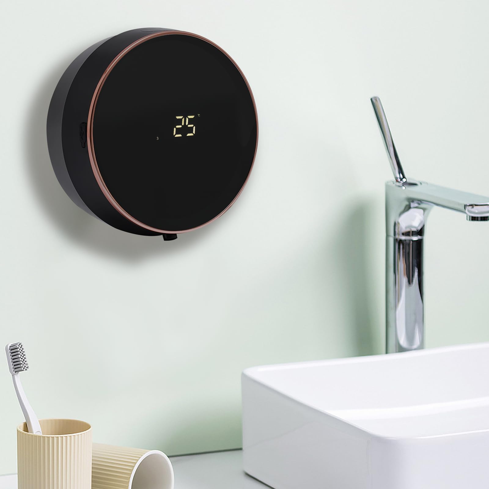 Dispenser di sapone automatico ricaricabile senza contatto automatico 300 ml per bagno cucina ufficio scuola (nero)