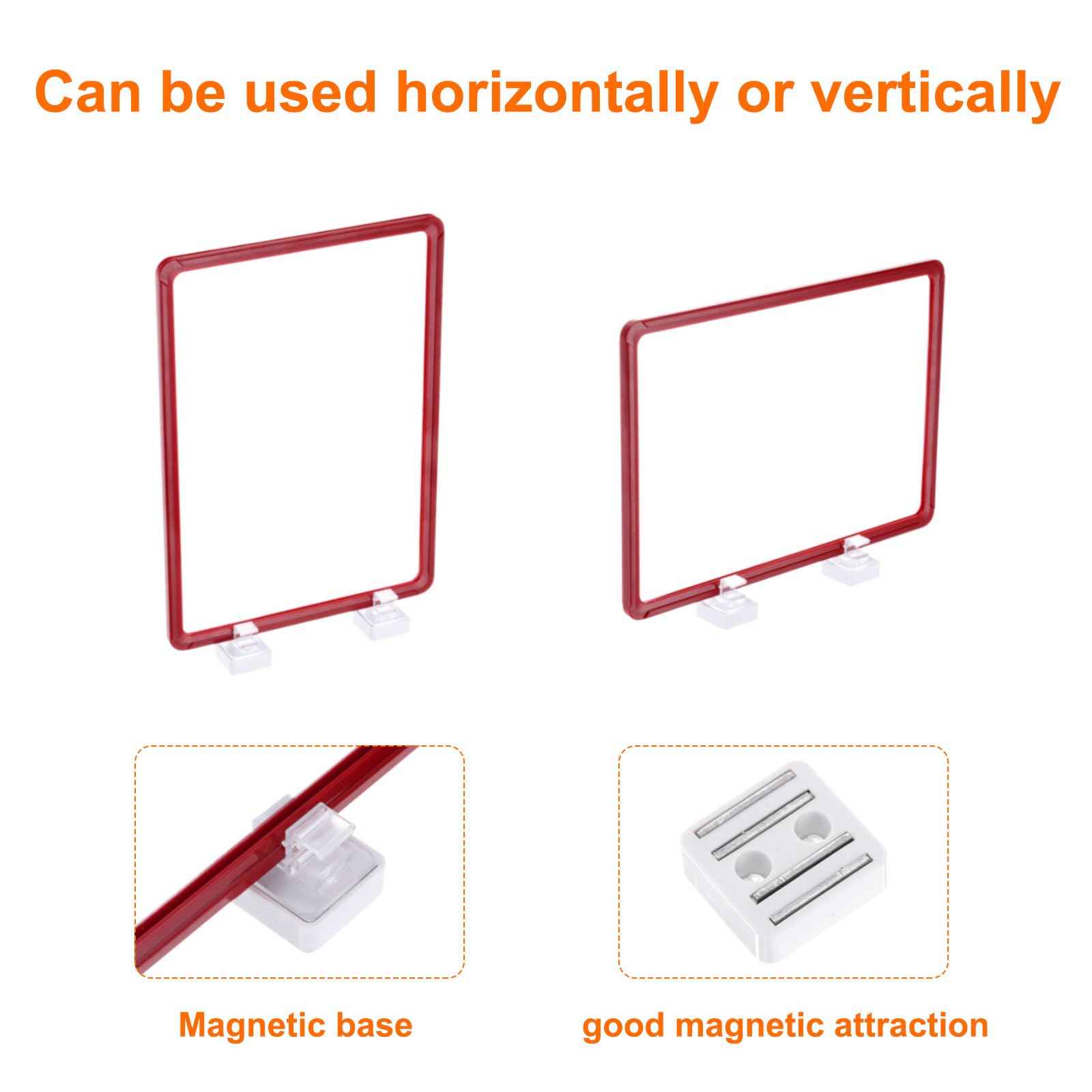QUARKZMAN 4pz Porta Etichette Magnetiche 12 x 9 Pollici A4 Rosso.