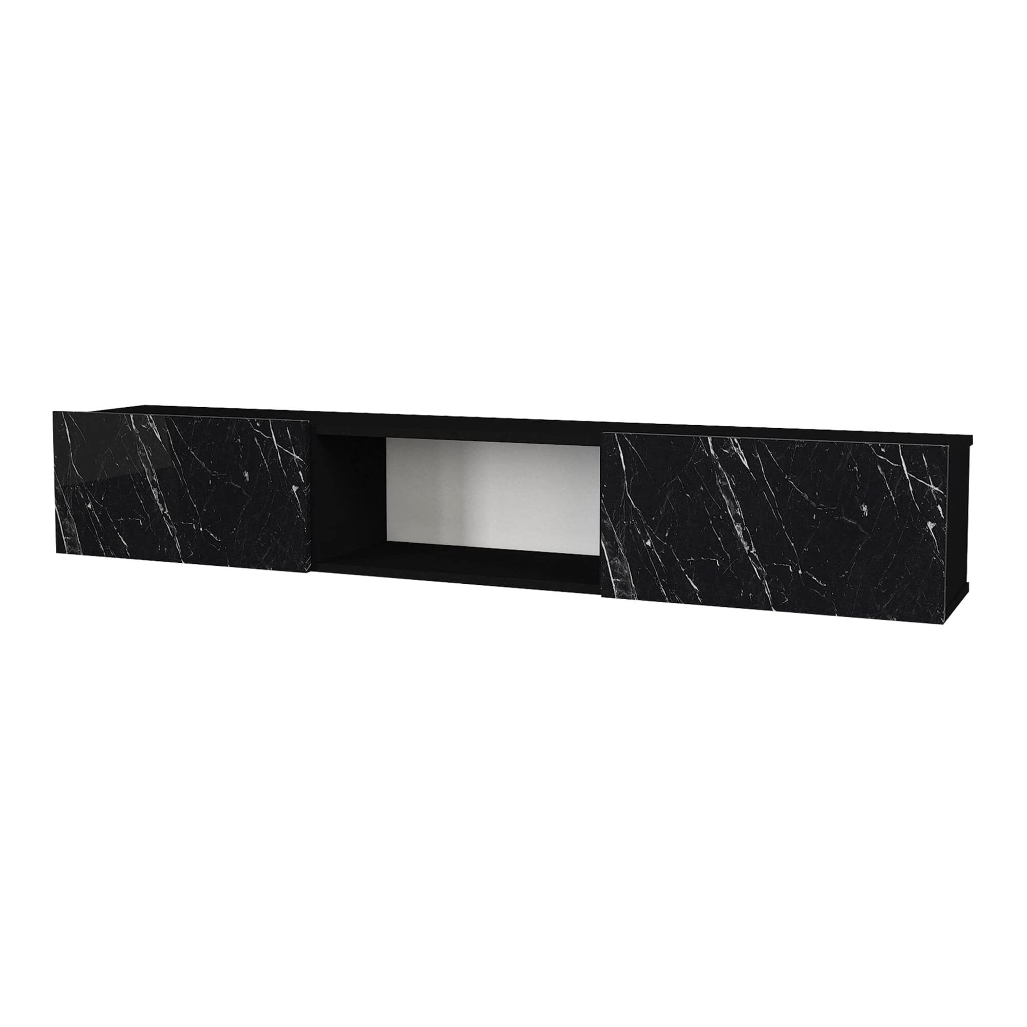 Meuble TV En.casa 180cm - Rangement Moderne Effet Chêne Et Noir