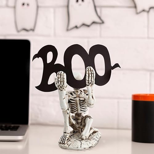 Miniatura 5 de BESTOYARD Soporte para bolígrafo de calavera de Halloween, estante de almacenamiento de lápices de esqueleto de resina para escritorio, organizador