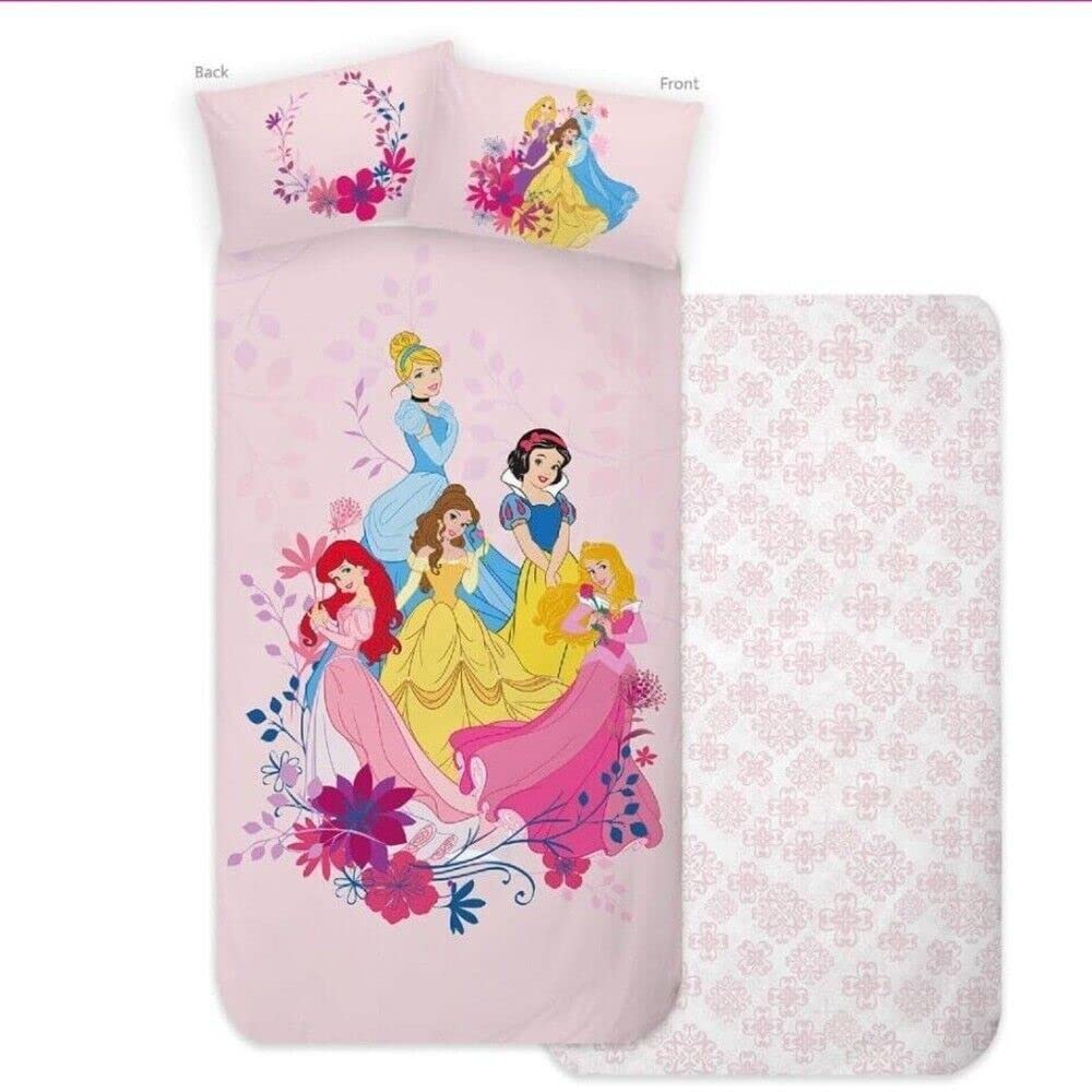 CARTOON Baby Bedding Set, Set 3 Pieces, Under Fitted Sheets, Sheets, Pillowcase, Single Bed, 100% Cotton (PRINCESSE)