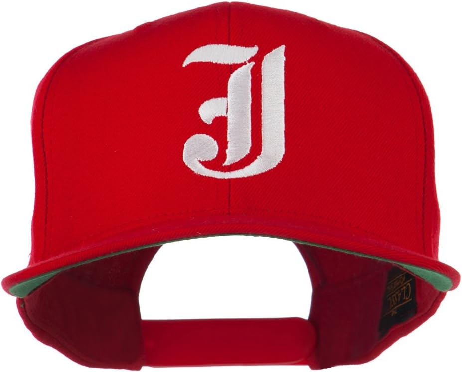 Old English J Embroidered Flat Bill Cap