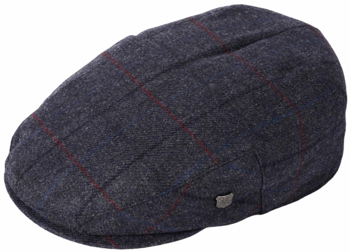 Failsworth Cambridge Wool Flat Cap in Pattern 1478 - Charcoal, Size: XL (61cm)