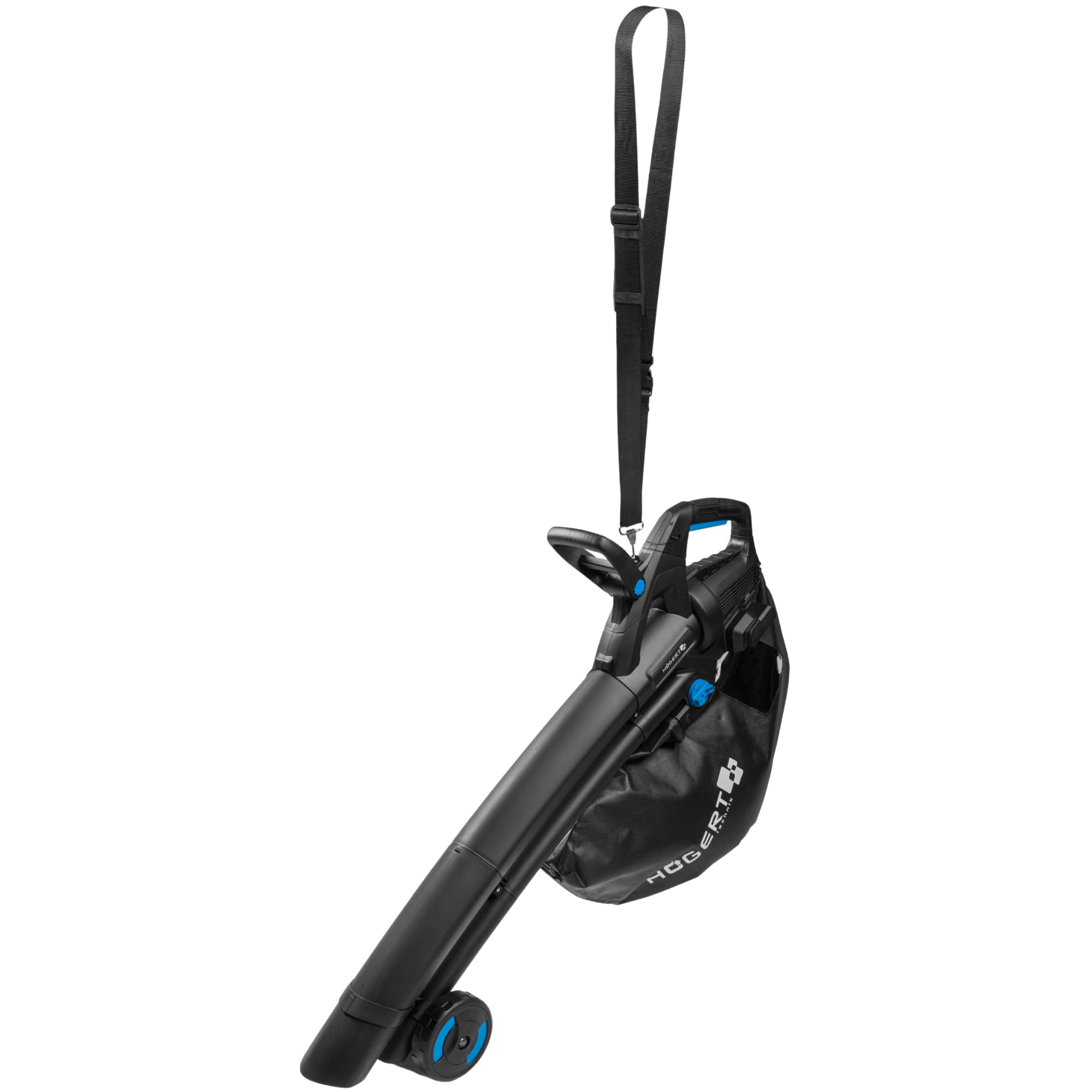 HÖGERT TECHNIK Soffiatore/aspiratore a batteria 2x18 V, soffiatore da giardino brushless con funzione di aspirazione, velocità variabile, sacco di raccolta da 45 l, senza batteria inclusa