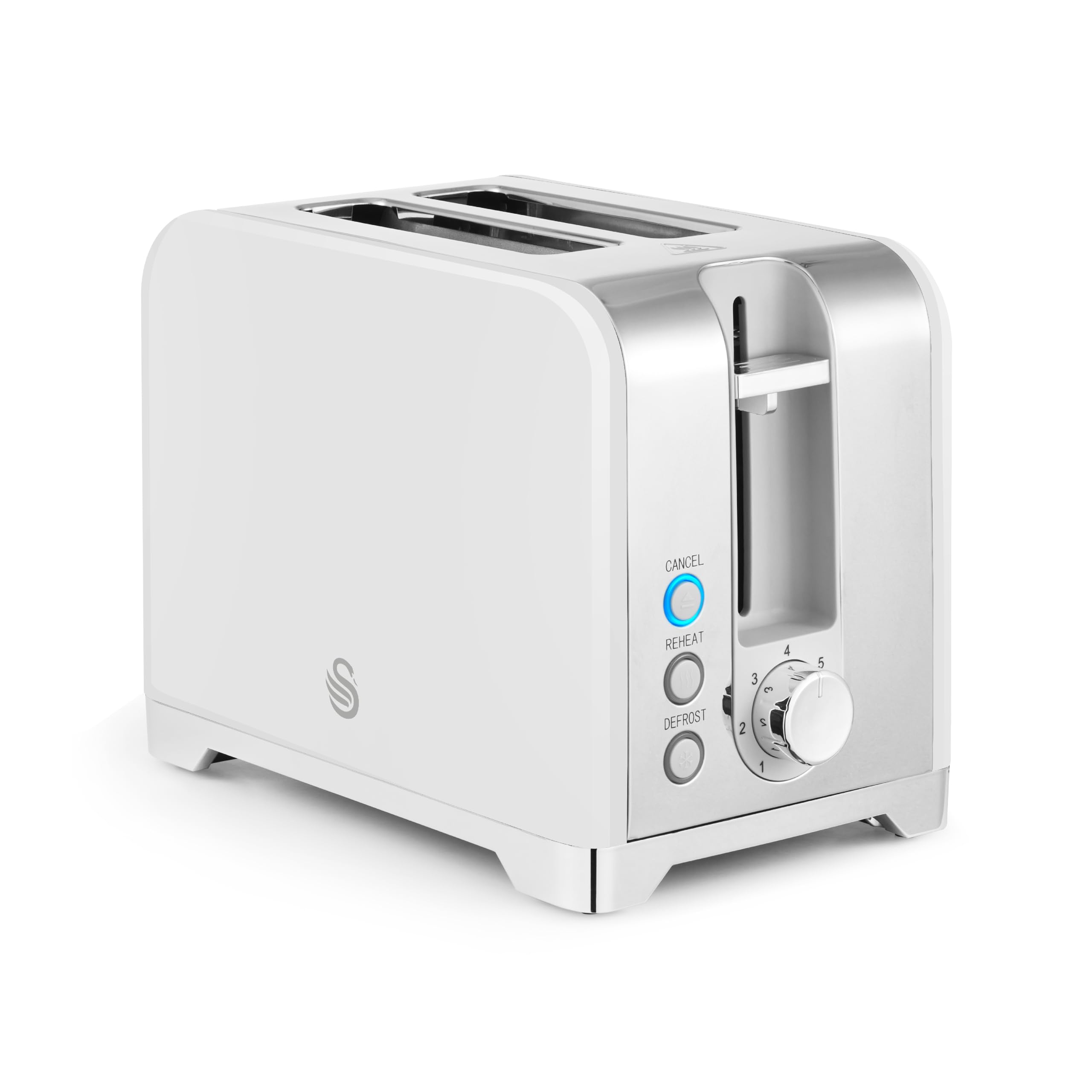 Swan White Solace 2 Slice Stainless Steel Toaster,