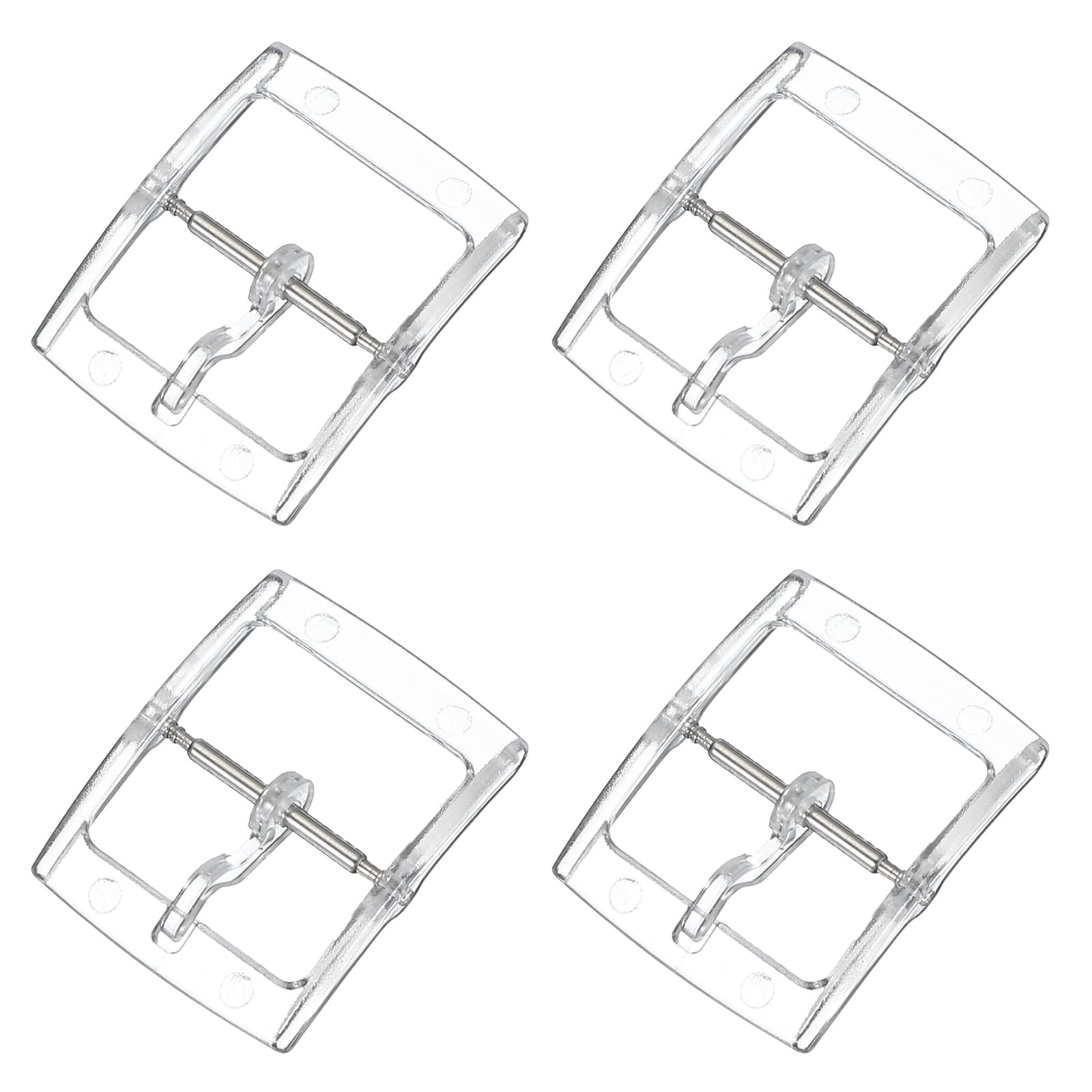 uxcell 4 Pcs Watch Band Replacement Buckle, 16mm Plastic Watch Strap Clasp Replacement for Leather Silicone Nylon Canvas Watch Bands, Transparent