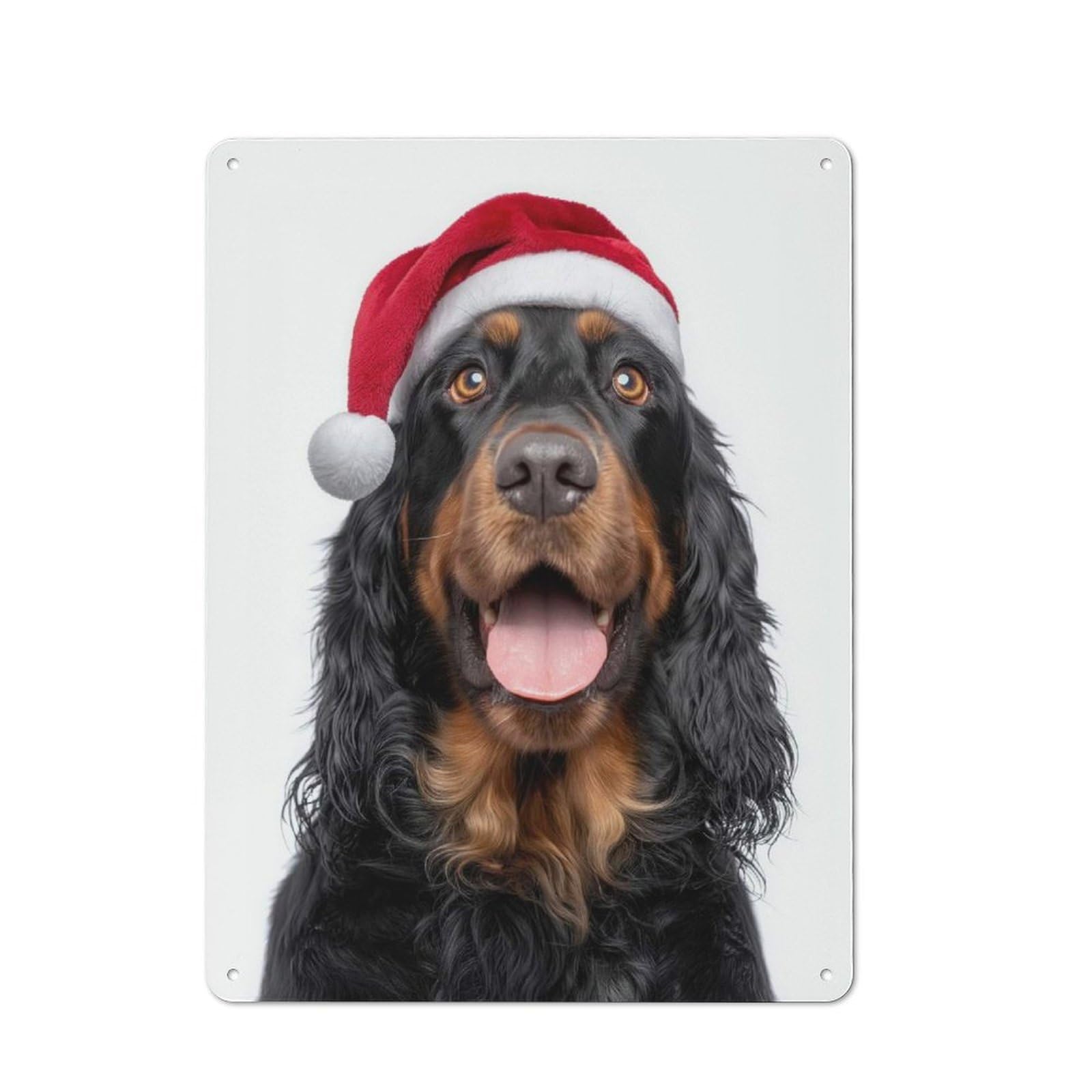 Junmoney Gordon Setter Dog With Santa Hat Printed Metal Sign 40X30cm For Café Or Restaurant, New-Space Wall Decor For Café Owners And Decorators
