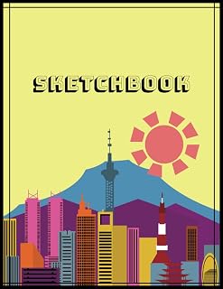 Sketchbook: Sketchbook with a colorful city design, Sketchbook (size 8.5 x 11)