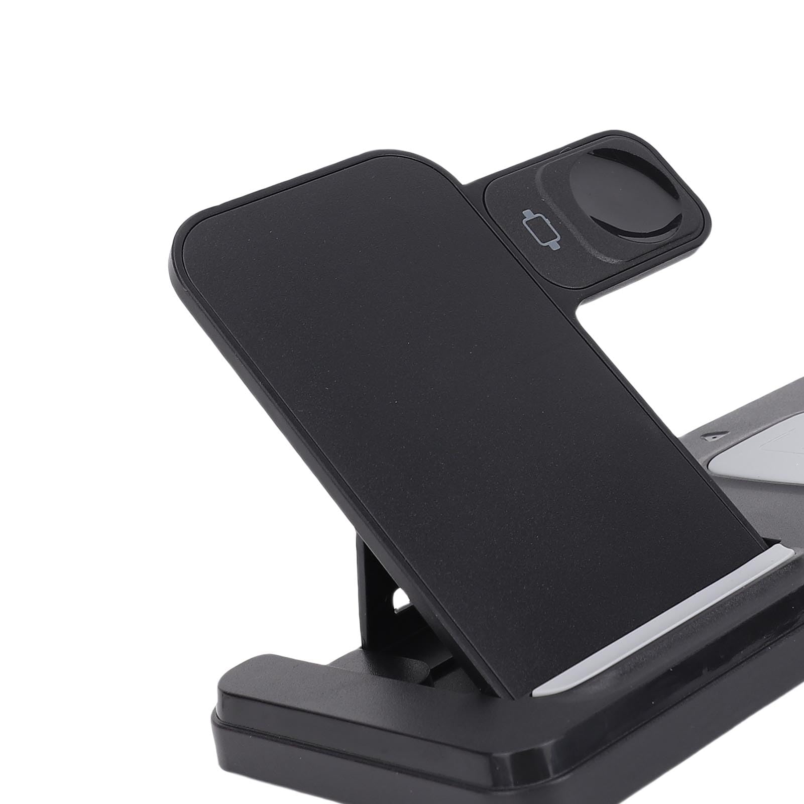 Ejoyous Stazione di Ricarica Wireless 3 in 1, Stazione di Ricarica da Tavolo in ABS con Rapida da 15 W, Caricabatterie Pieghevole per Auricolari per Orologio da Telefono e Lampada a 3 Colori per