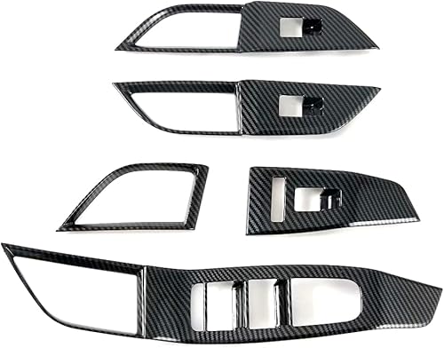 HIGH FLYING for Nissan Rogue, X-Trail (T33) 2021 2022 2023 Car Interior Accessories Door Armrest Window Lift Cover Trim ABS Carbon Style 5pcs