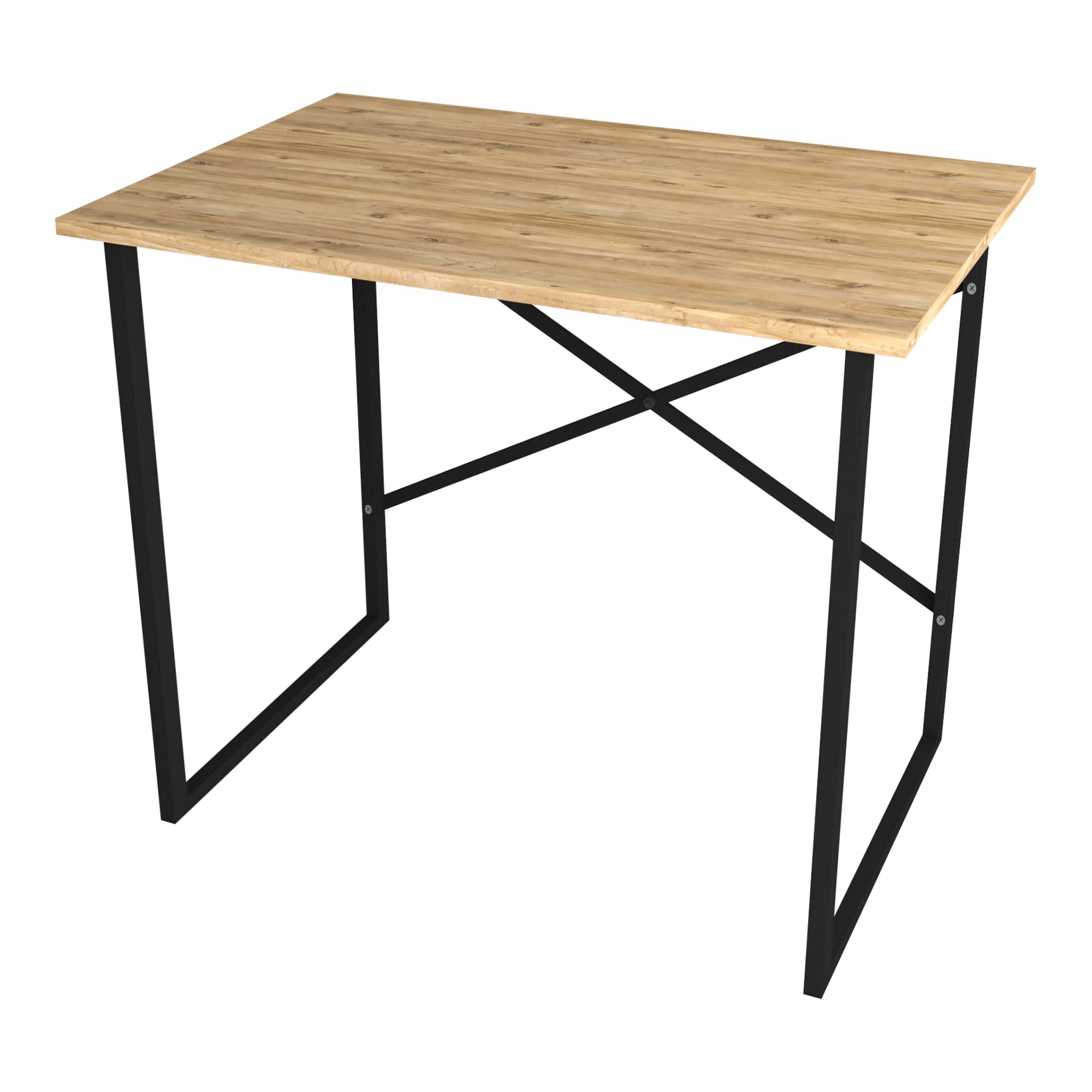 [en.casa] Scrivania 74 x 90 x 60 cm Tavolo da Studio Postazione di Lavoro Desk Industriale per Casa Ufficio Telaio in Metallo Piano Tavolo in Effetto Rovere