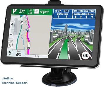 Car GPS Navigation, Latest 2025 Map 7-Inch GPS Navigation System for Car with Turn-by-Turn Directions, Touchscreen Display, Windshield Mount,Pre-Installed North America Lifetime map Free Update