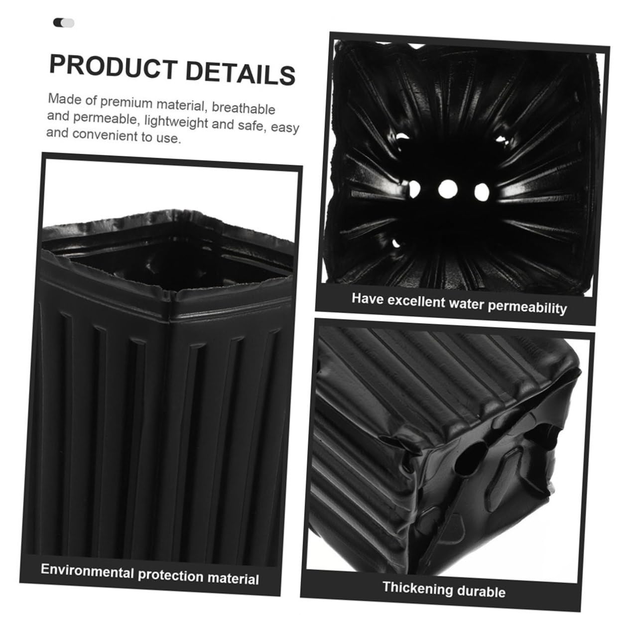 BESPORTBLE 60 Pots de Culture Noirs en Plastique PP pour Semis, Protection des Racines, Perméabilité à l'eau, pour Fruits et Jeunes Plants en Jardinage