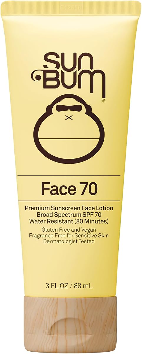 Loción facial con protección solar Sun Bum Original SPF 70 - Tamaño de viaje - 3 oz | Protector solar facial hidratante de amplio espectro con vitamina E, compatible con la Ley Hawaii 104 (fabricado sin octinoxato ni oxibenzona)