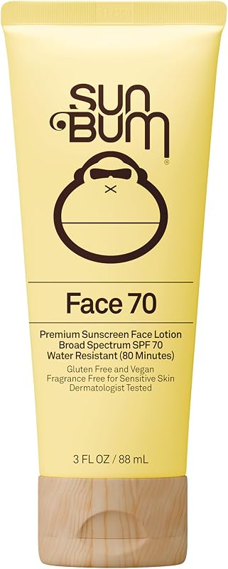 Loción facial con protección solar Sun Bum Original SPF 70 - Tamaño de viaje - 3 oz | Protector solar facial hidratante de amplio espectro con vitamina E, compatible con la Ley Hawaii 104 (fabricado sin octinoxato ni oxibenzona)