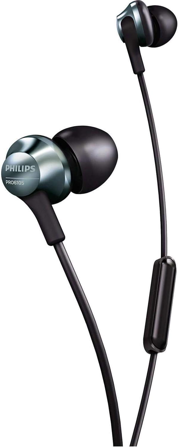 Audio PRO6105 Wired Earbuds, Headphone with Mic, Hi-Res Audio, Lightweight, Comfortable Fit - Black (PRO6105BK/00)