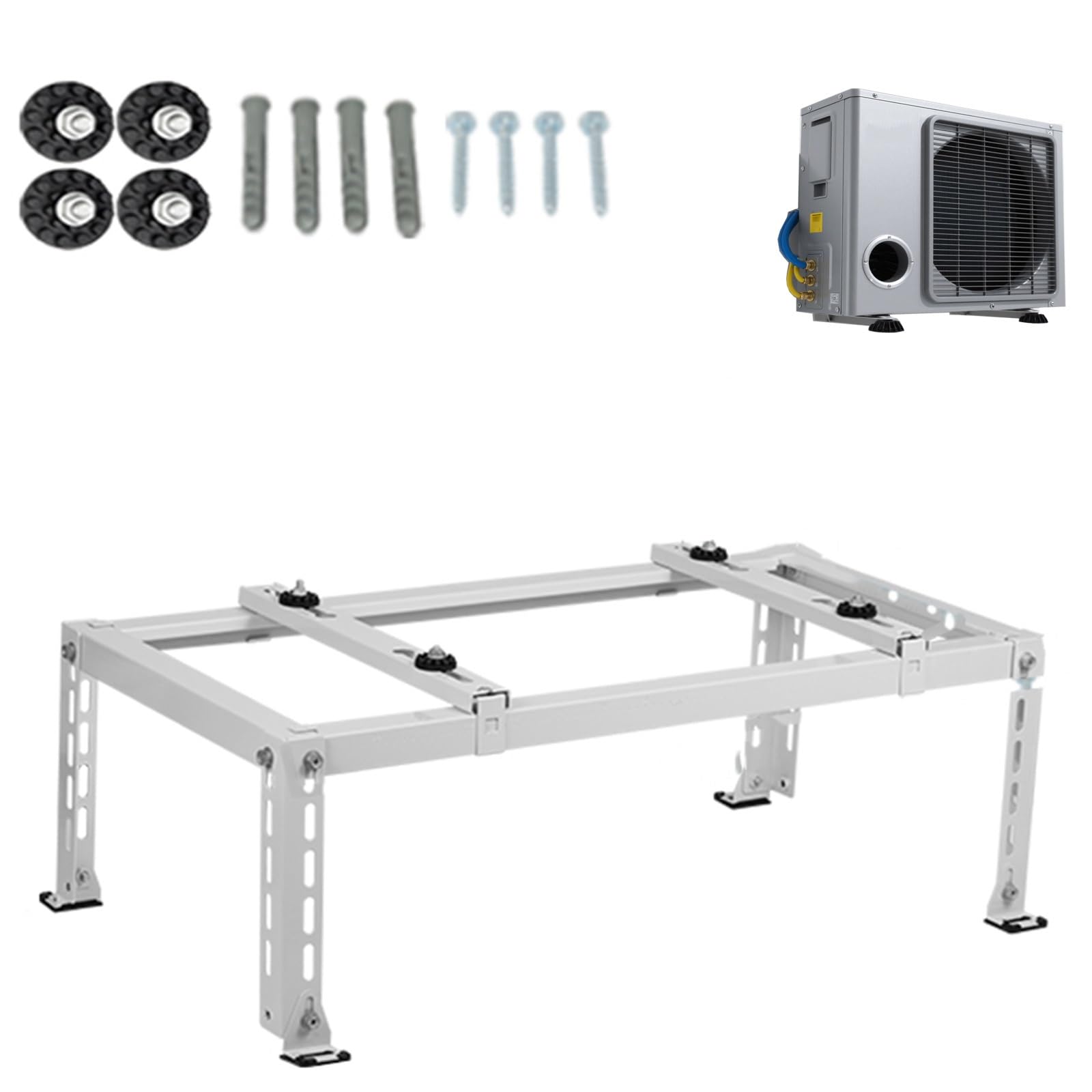 Staffe Condizionatore Esterno in Acciaio Inox, Piedini Condizionatore Esterno per Esterni, kit Installazione Climatizzatore per un Supporto Robusto(80x45x30cm/32x18x12in)