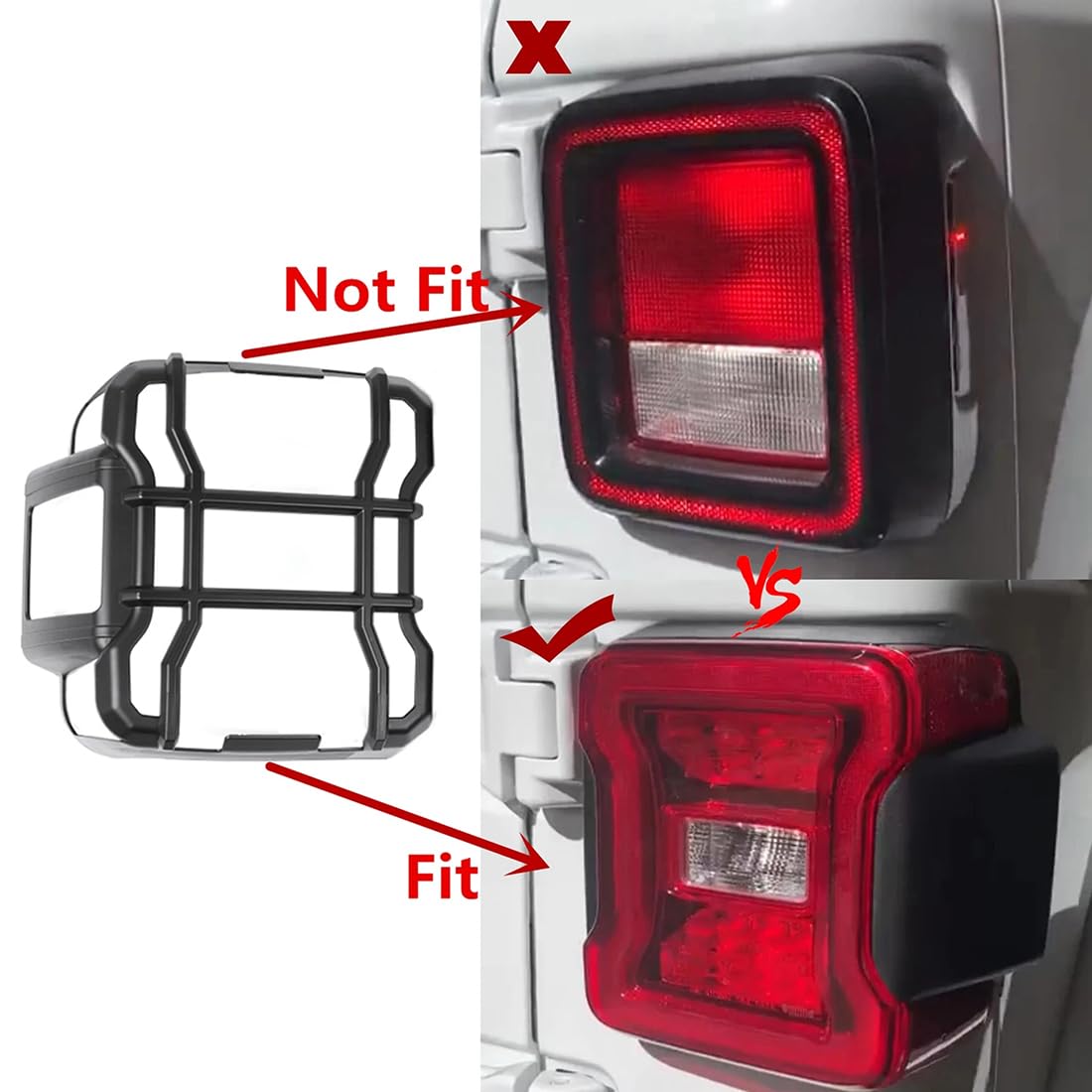 Rücklichtschutz für Jeep Wrangler JL Rubicon 2018–2024, hintere Rücklichtabdeckungen, Schutzverkleidung, 2 Stück/Set,Black-Black