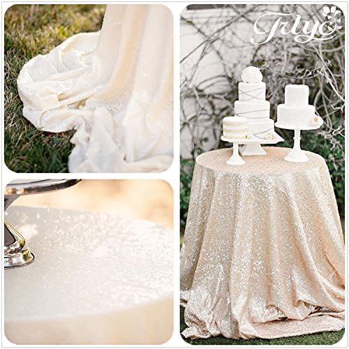 108" Sparkly Ivory Sequin Tablecloth, Round Sequin TableCloth, Sequin Table Cloths Sparkly Ivory Table Sequin Linens for Wedding