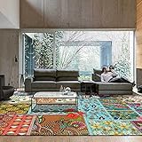 Teppiche große Wohnzimmer Teppiche Blumenseeblaue Stickerei im ethnischen Stil für Wohnzimmer Flur Schlafzimmer Hauptdekoration Anti Rutsch Teppich 200 x 300 cm