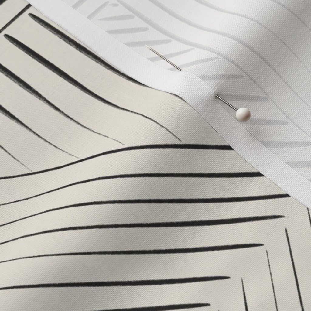 Spoonflower Fabric - Geometric Black Cream Triangle Line Rustic Farmhouse Printed on Petal Cotton Fabric Fat Quarter - Sewing Quilting Apparel Crafts Decor
