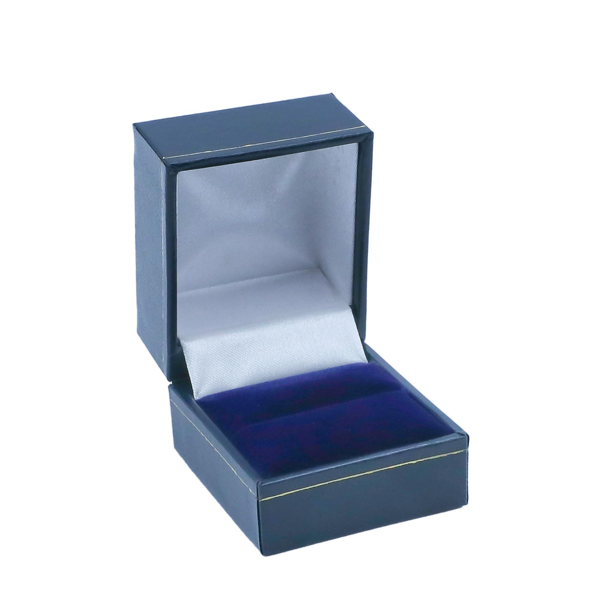 Noble Pack Navy Blue Eco-Friendly Ring Box – Jewellery Gift Box With Leatherette & Paper-Covered Exterior, Gold Accent, Velvet Insert & Satin Lined Lid – Luxury Wedding Ring Box For Engagement & Gift