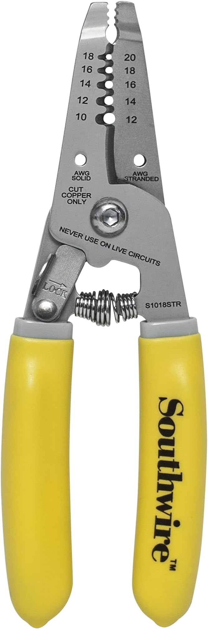 Compact Stripper 10-18AWG - Designed for Fast Wire Prep & Clean Strips - Stainless Steel Blades - Spring-Loaded Grip - Serrated Nose for Twisting