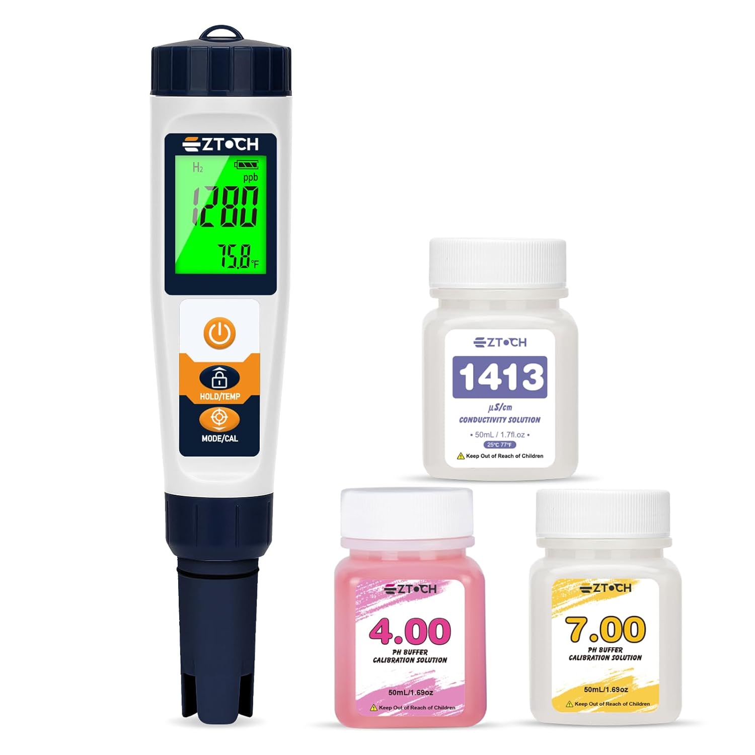 Hydrogen Water Tester pH H2 ORP Meter, Hydroponic pH TDS EC Meter, 6 in 1 pH H2 ORP TDS EC Temp Tester for Drinking Water and Pool, Dissolved Hydrogen Tester for Hydrogen Water Bottle