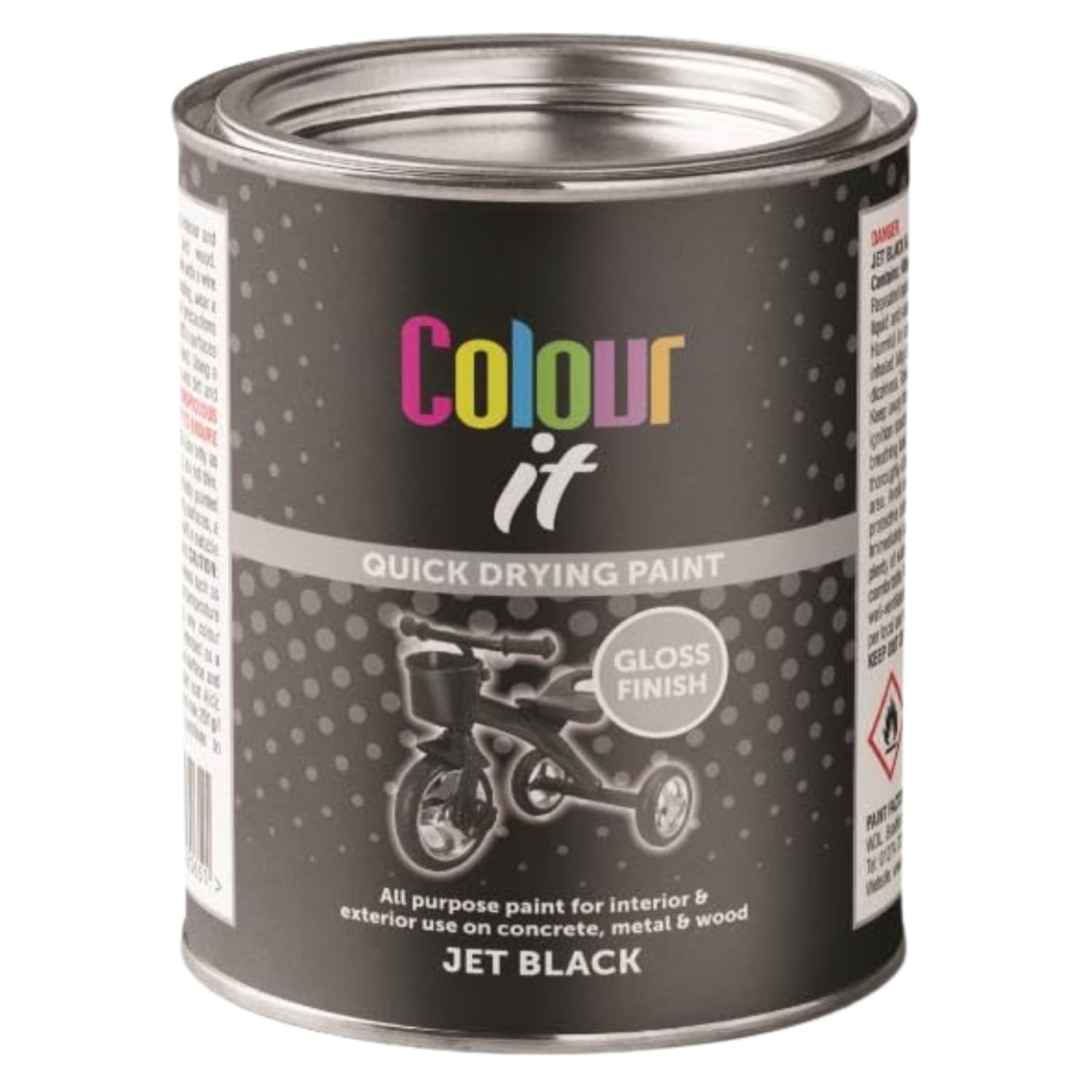 Inspired Essentials 300ml Non Drip Paint Tin Exterior Interior Hard Drying Performance Multi-Purpose Tin for Metal, Wood, Plastic, Walls with Perfect Finish (2, Black Gloss)