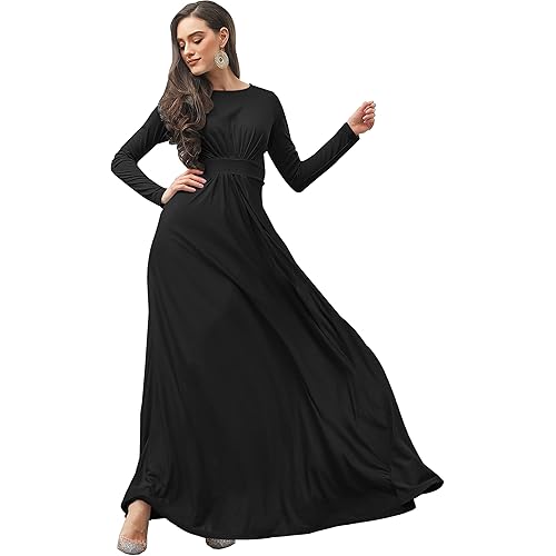KOH KOH Womens Long Sleeve Flowy Empire Waist Fall Winter Party Gown
