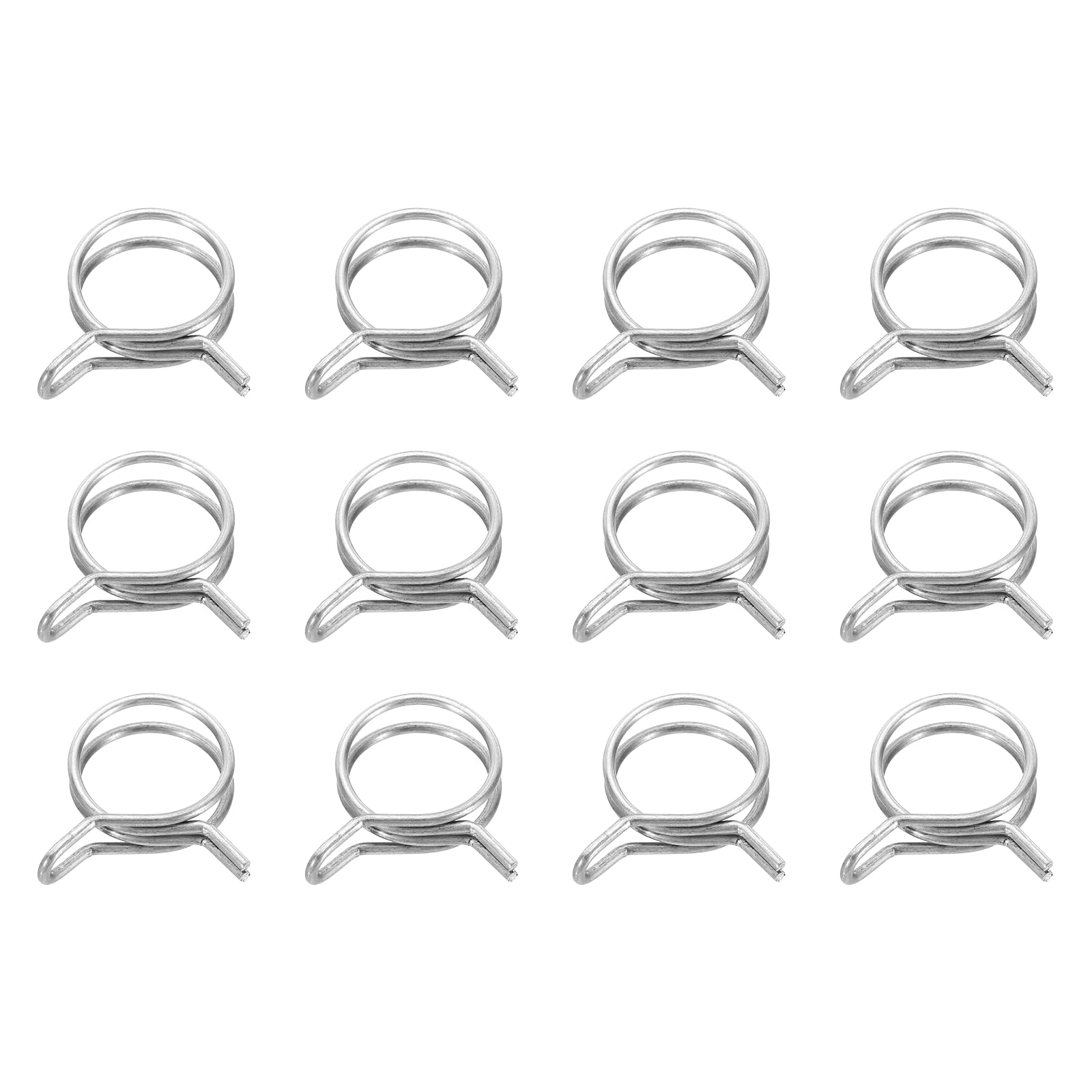 sourcing map Double Wire Fuel Line Hose Clips 30mm ID 30-34mm OD, 12Pcs Stainless Steel Tubing Spring Clips Clamps Assortment for Air Hose Tube Water Pipe Motorcycle Scooter ATV, Silver
