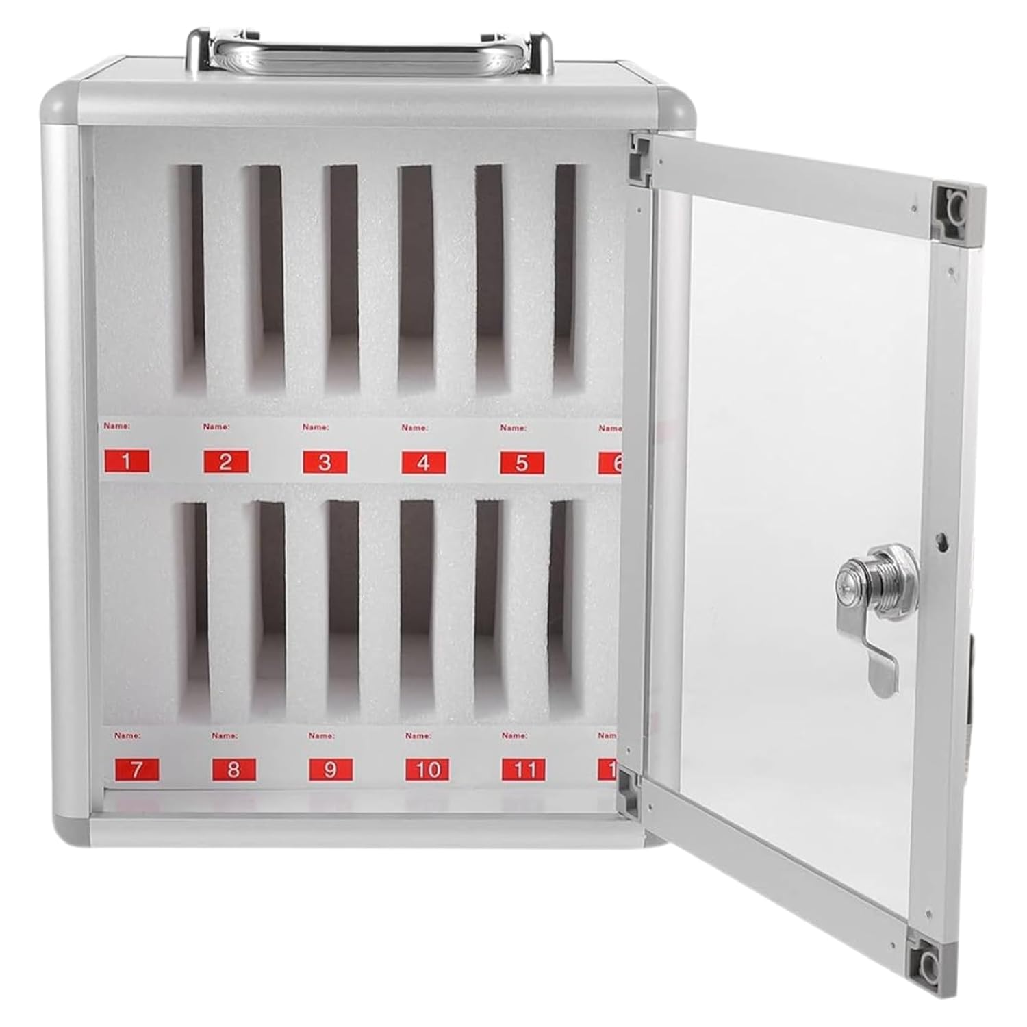 12 Slot Phone Locker Cabinet with Individual Locking Compartments | Aluminum Alloy & Acrylic Mobile Phone Storage Organizer for Offices, Schools, Factories & Secure Device Control-image-18