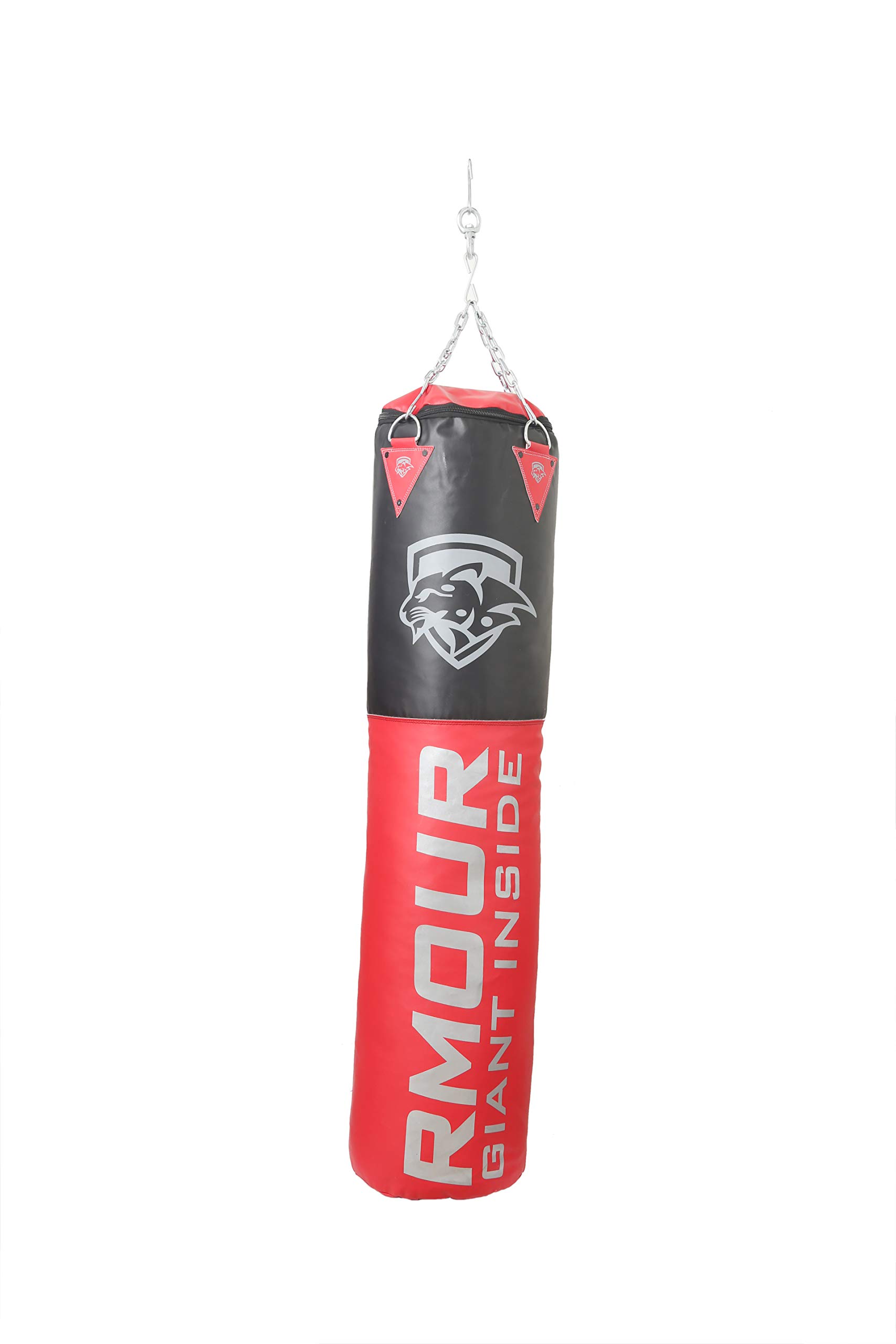 Red Black Unfilled Heavy PU Punch Bag Boxing MMA Sparring Punching Training Kick Boxing Muay Thai with Hanging Chain (6 Feet / 72 Inch)