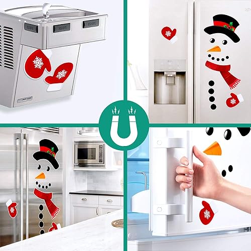 Miniatura 7 de D-FantiX Juego de 16 imanes de Navidad para refrigerador, diseño de muñeco de nieve, bonitos y divertidos imanes para refrigerador, decoraciones