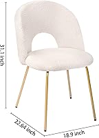 Vista 3 de CangLong Juego de 2 sillas de comedor de terciopelo con patas de metal para sala de estar, cocina, color blanco