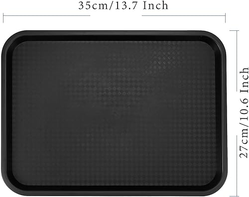 Miniatura 2 de Paquete de 10 bandejas de plástico negro para comida rápida, bandejas de plástico para cafeterías de 14 x 10 pulgadas con superficie texturizada,