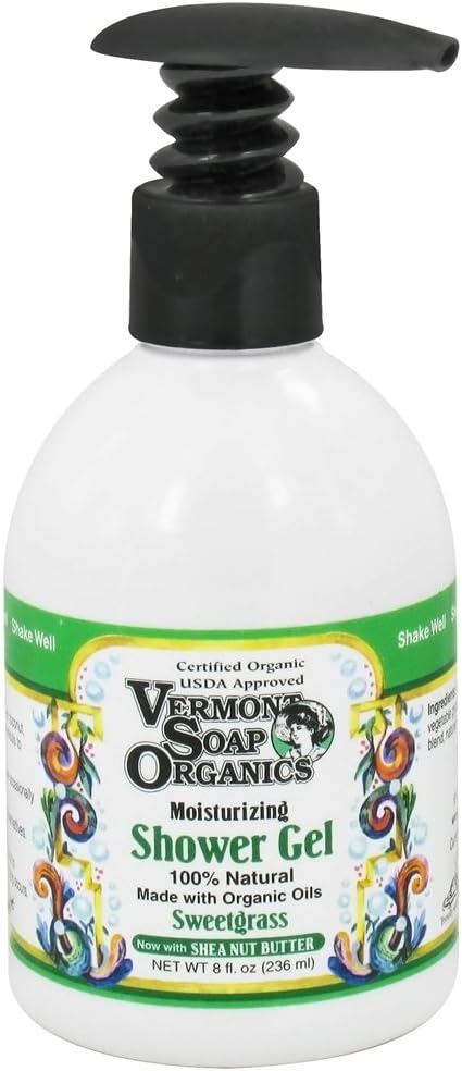 Vermont Soap Organics - High Moisturizing Sweetgrass Shea Bath and Shower Gel 8oz