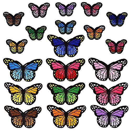 Gresunny 20 Stück Schmetterling Patches Bestickte Patch Stickerei Schmetterlinge Aufkleber Nähen Eisen auf Aufnäher Applikation Applique Bügel Patches zum Aufbügeln für Kleidung DIY Dekoration Cover