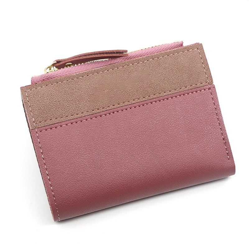 PU Womens' Zipper Wallet Clutch Coin Purse Holder(Rose red)